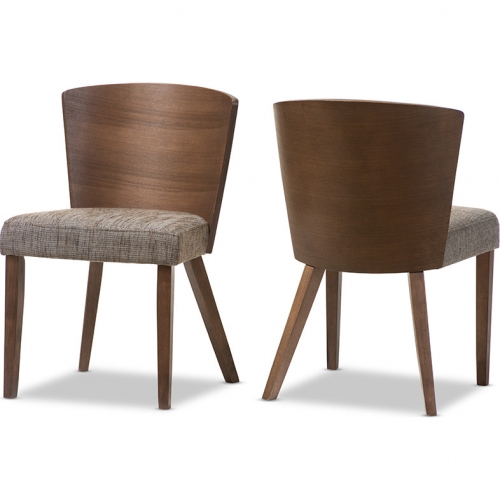 Sparrow Dining Chair in Gravel Fabric & Walnut Finish (Set of 2)